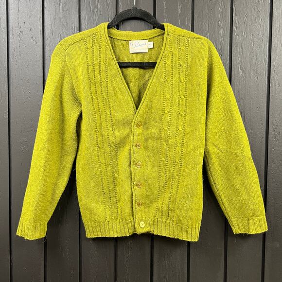 Vintage Pickwick Lambswool Blend Button Front Green Cardigan - Picture 1 of 7